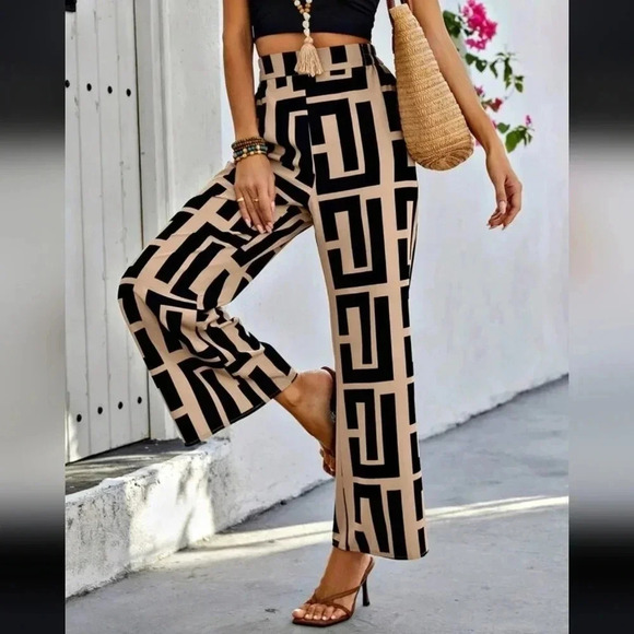 Pants - Full Print Geometric Pattern Trousers